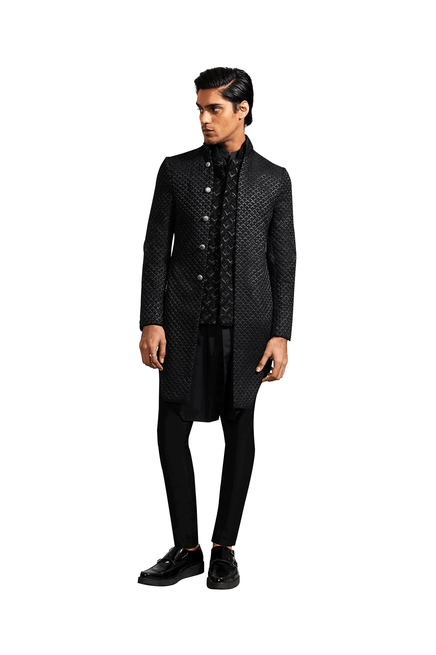  BOM ARROW FIBRE WITH CHEVRON SCALLOP MOCK LAYER JACKET 