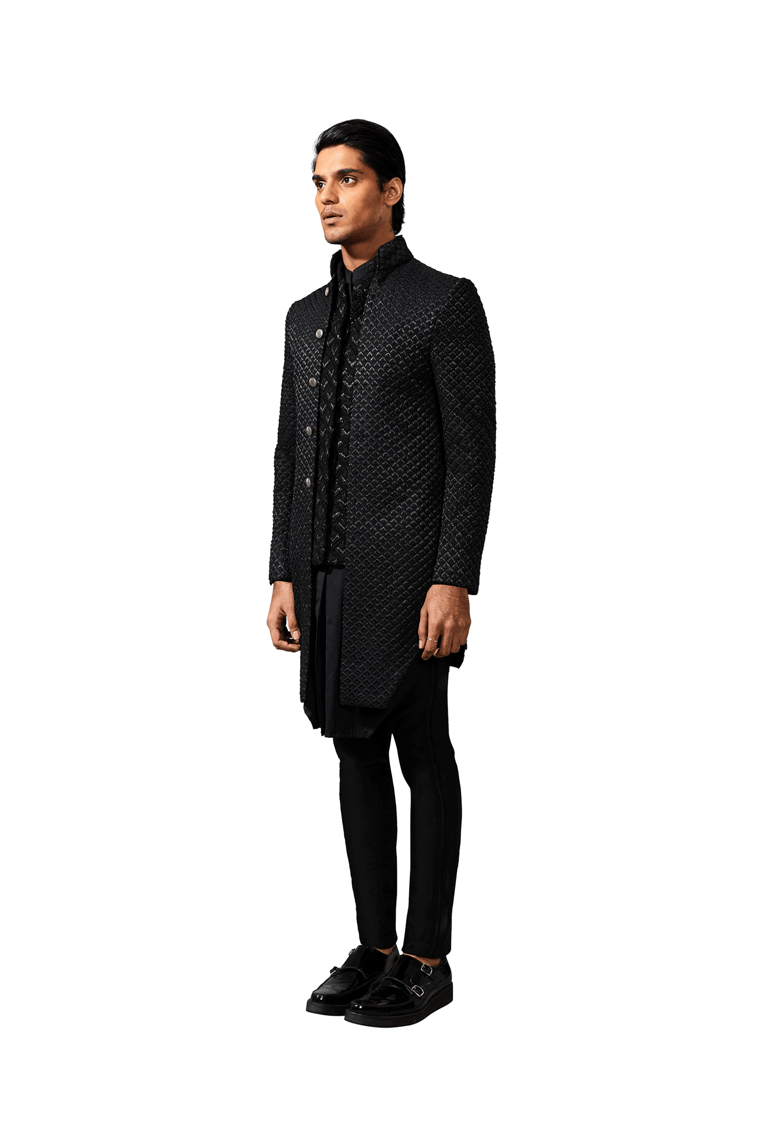 BOM ARROW FIBRE WITH CHEVRON SCALLOP MOCK LAYER JACKET  