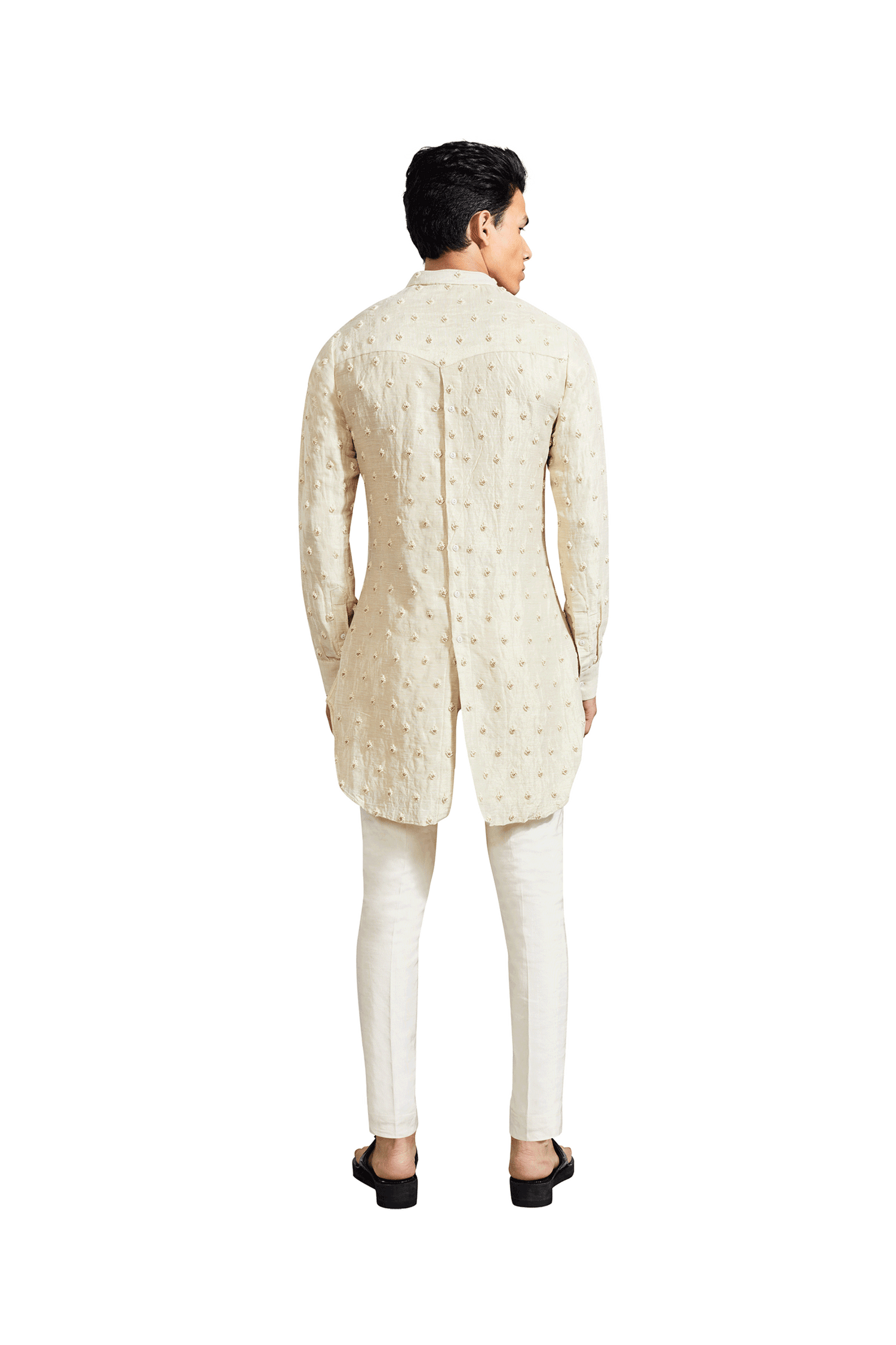 FIRE KNOTTED DULL GOLD KURTA  