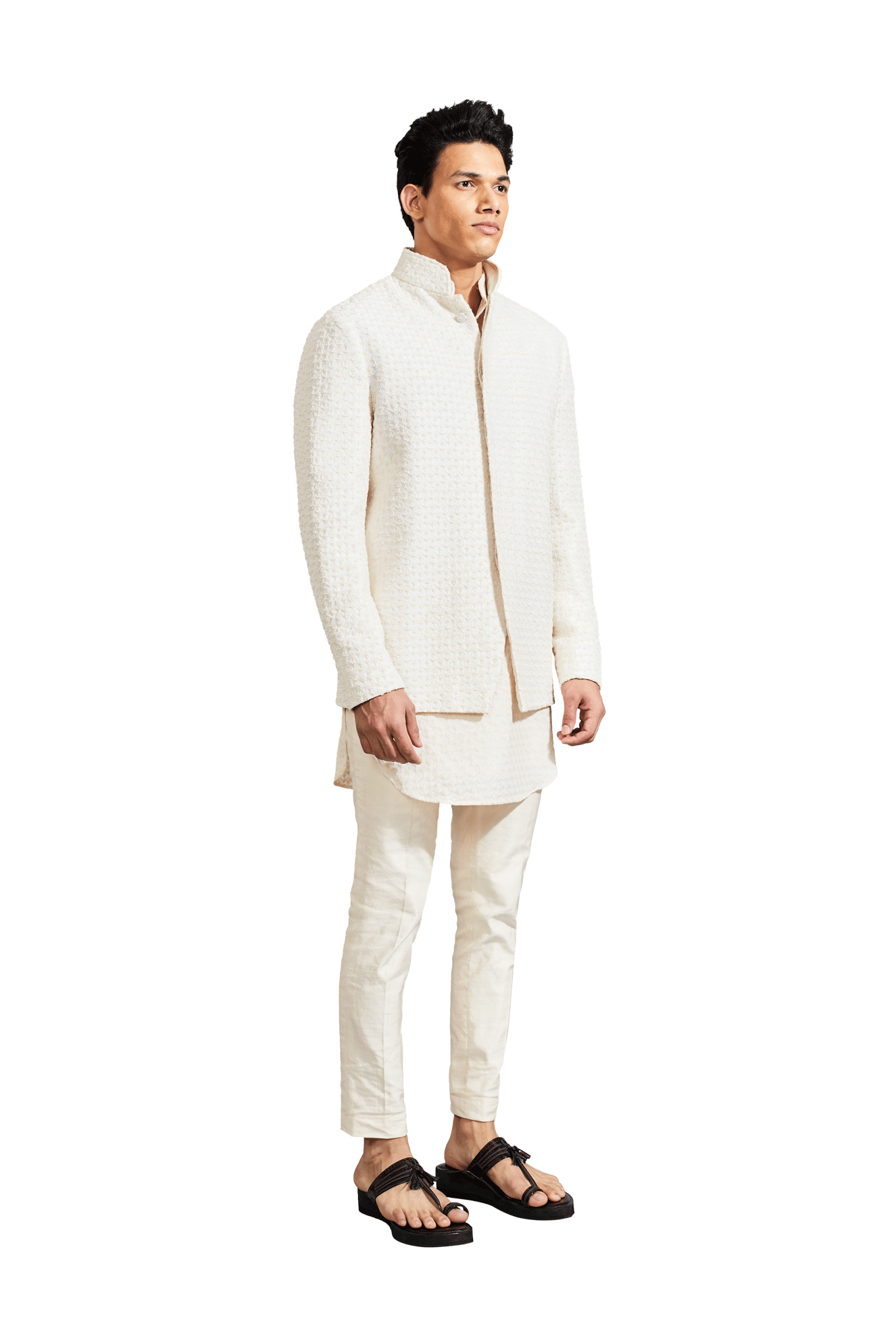 PLANT BEADED VANILLA BANDHGALA  