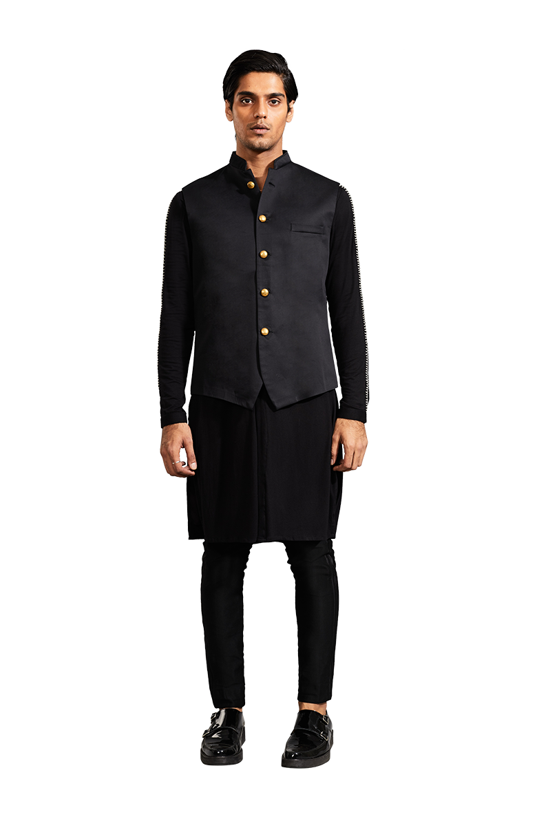  PLAIN SLEEVELESS BLACK JACKET 