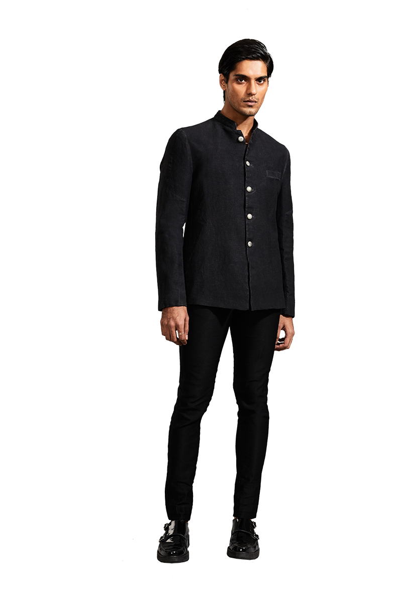  WASHOUT BLACK BANDHGALA 