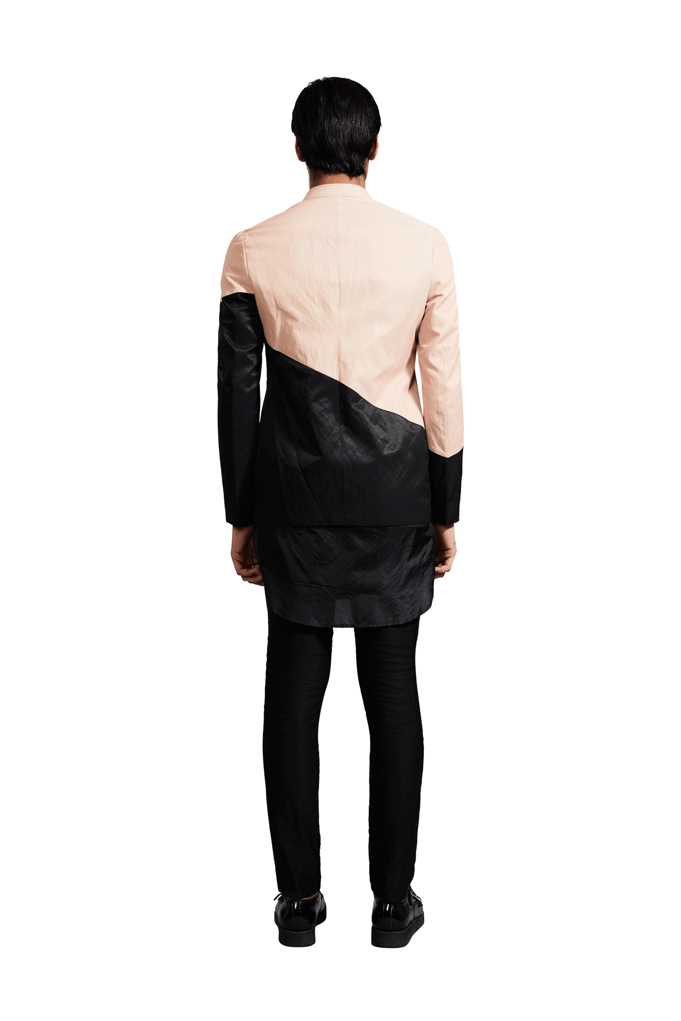 CONTRAST PINK AND BLACK SLASH BANDHGALA  