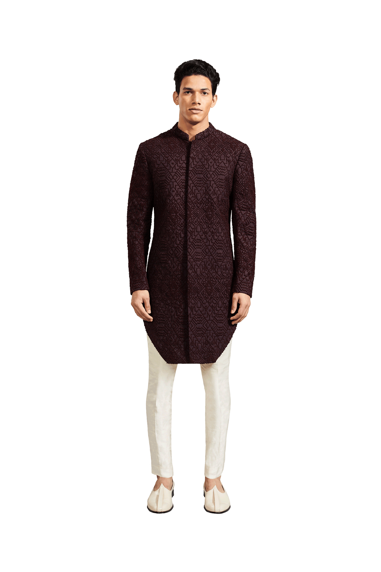  SINGLE GEOMETRIC MAROON JACKET 