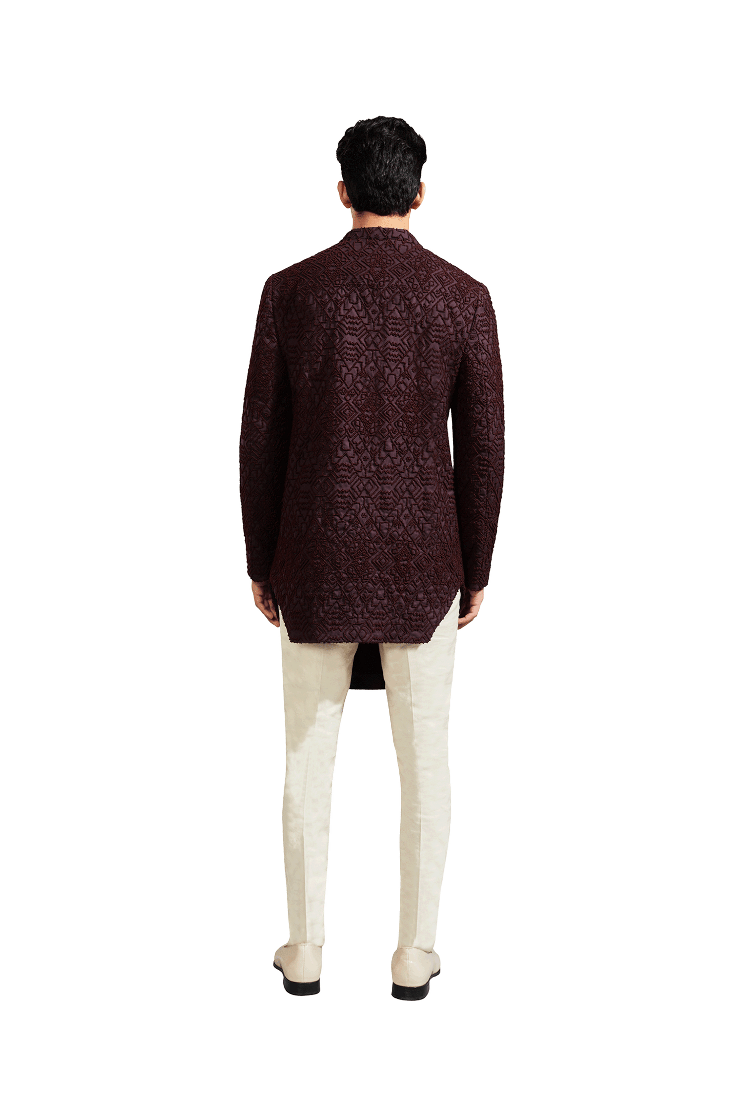 SINGLE GEOMETRIC MAROON JACKET  
