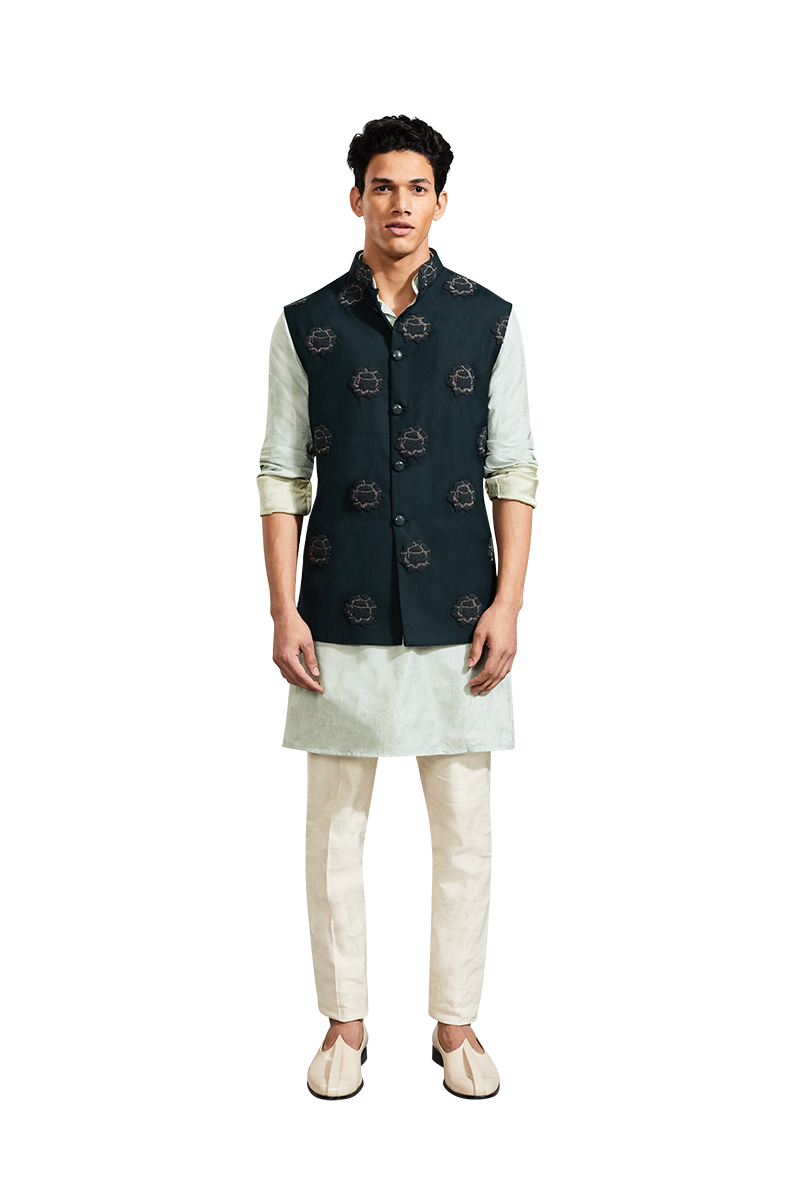  ROSE KNOTTED HIGHLIGHTED SLEEVELESS JACKET 