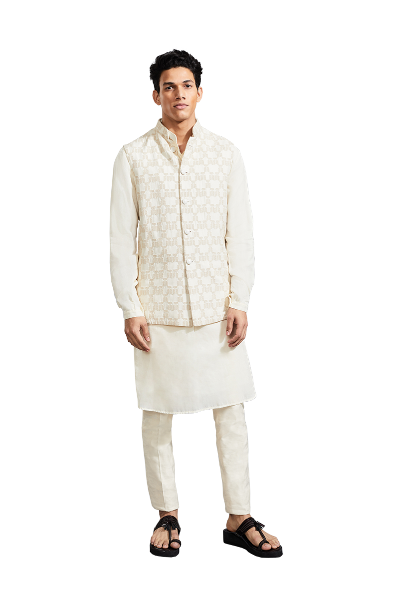  CURVED GEOMETRIC SLEEVELESS JACKET 