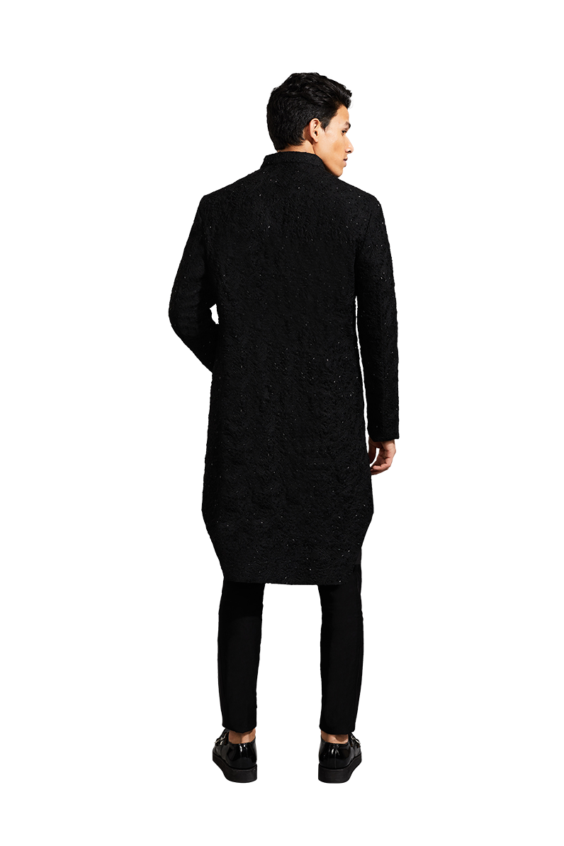 MICRO FOLIAGE HIGHLIGHTED BLACK JACKET  