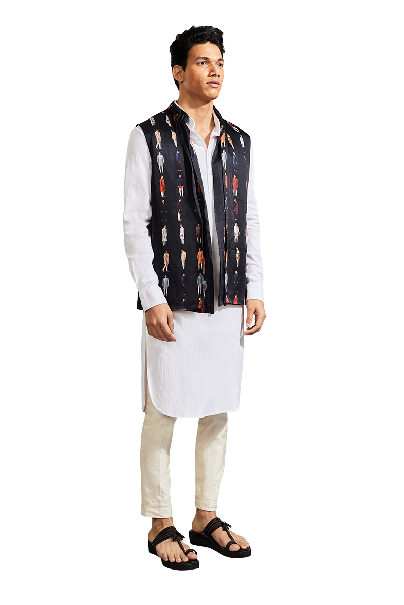 PRINTED DOUBLE LAYER SHORT SLEEVELESS KOTI  
