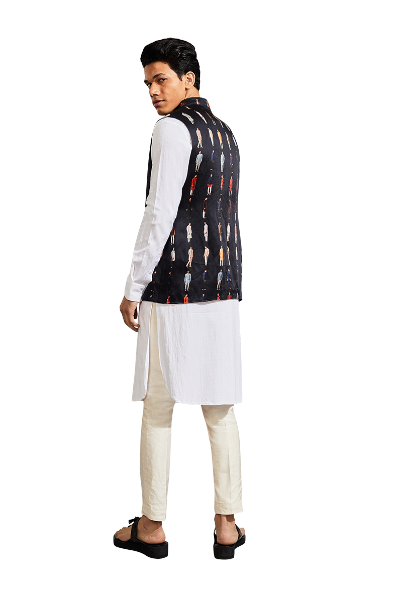 PRINTED DOUBLE LAYER SHORT SLEEVELESS KOTI  