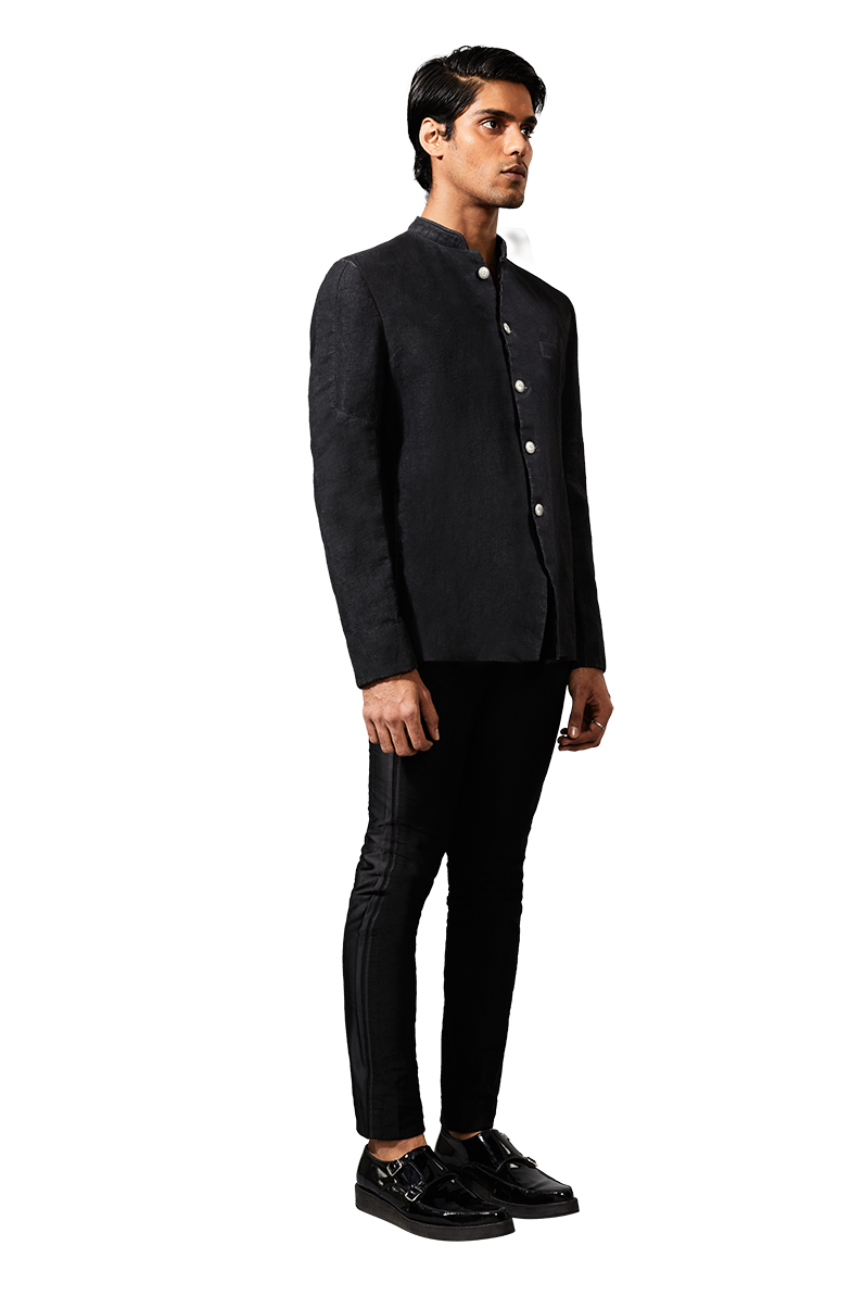 WASHOUT BLACK BANDHGALA  