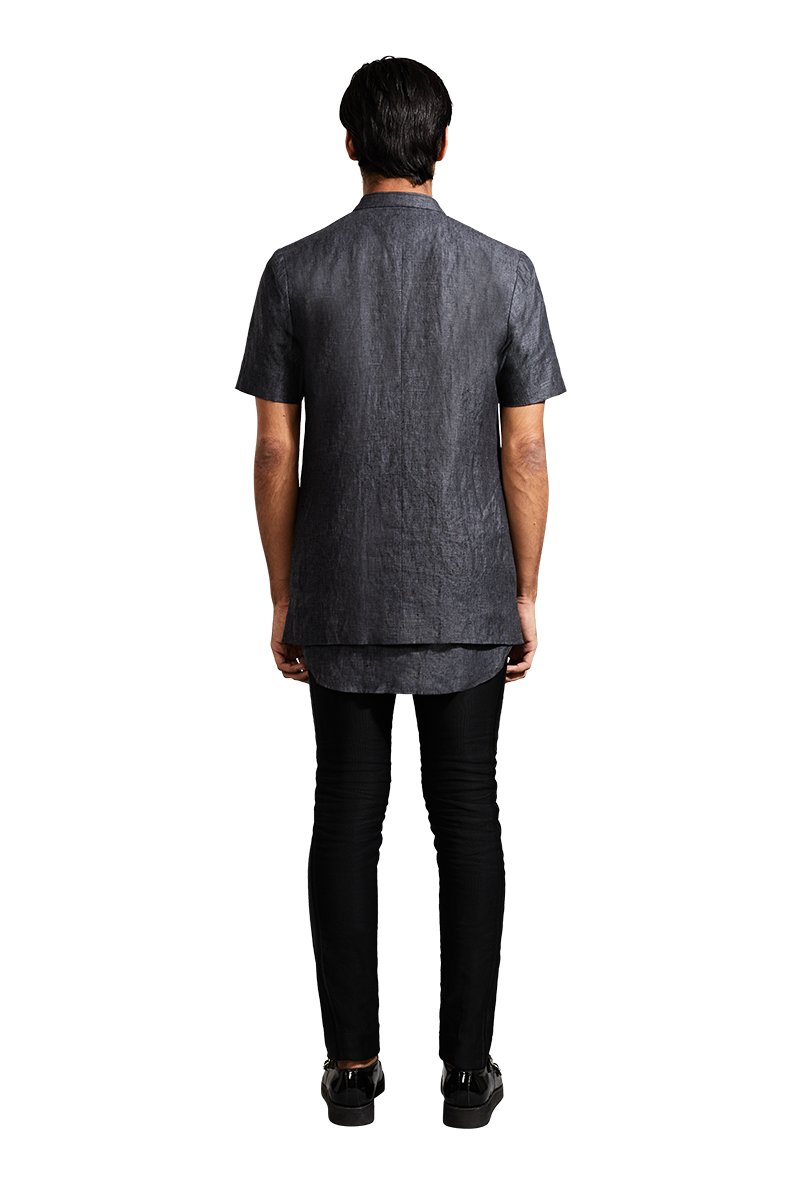 GREY LINEN BANDHGALA  