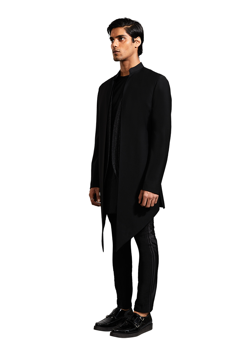 PLAIN VERTICAL LEAF MOCK LAYER JACKET  