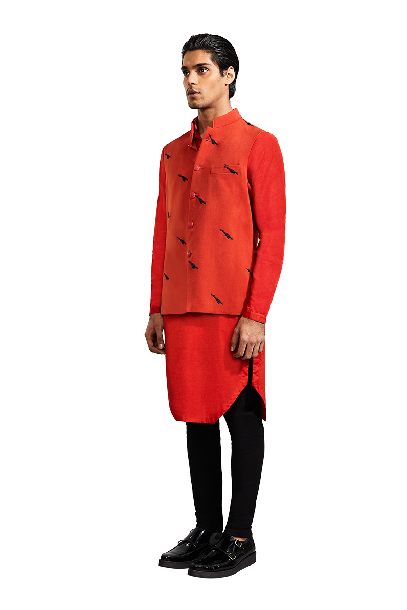 SLANT BIRD SLEEVELESS JACKET  