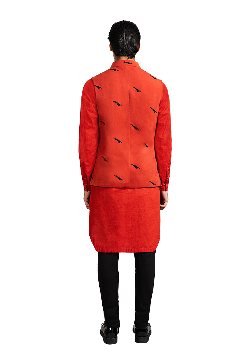 SLANT BIRD SLEEVELESS JACKET  