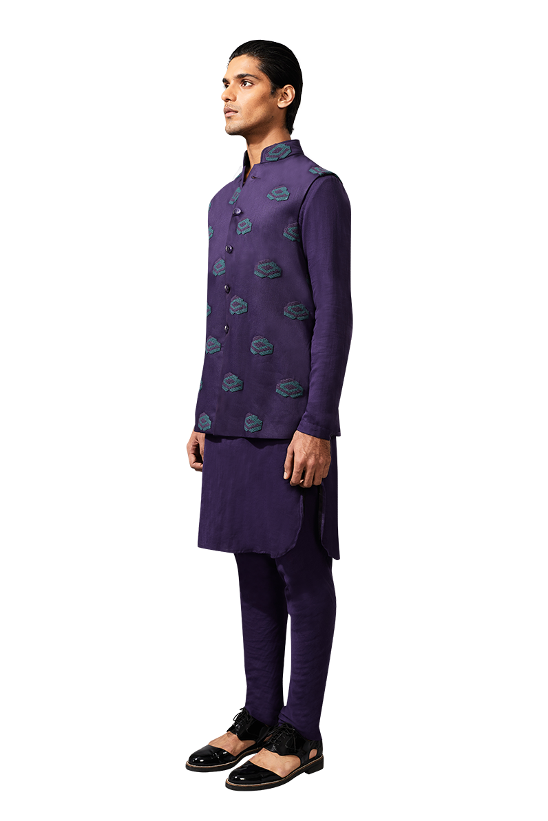 EYE FLOWER SLEEVELESS PURPLE JACKET  