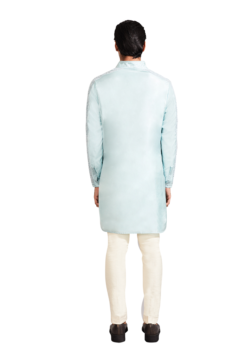 DOUBLE GEOMETRIC STRIPER ICE BLUE KURTA  