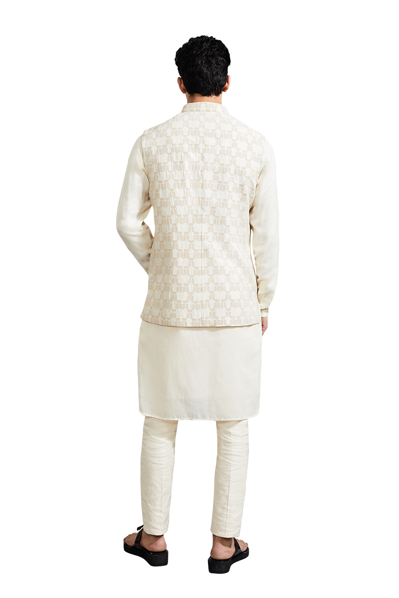 CURVED GEOMETRIC SLEEVELESS JACKET  